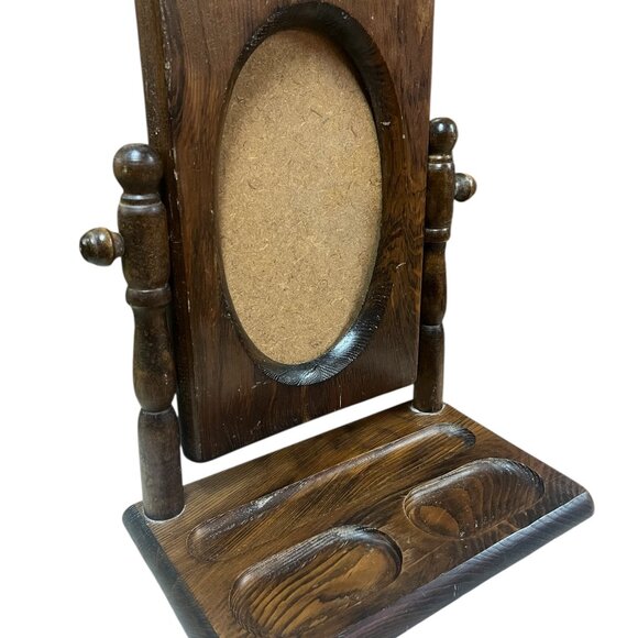 Antique Wooden Shaving Mirror With Tray Vanity Rustic Cottage Vintage No Mirror - Picture 2 of 8